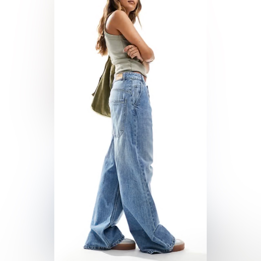 ASOS Stradivarius STR baggy jeans in medium wash blue